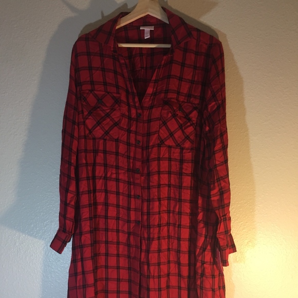 red plaid maternity dress